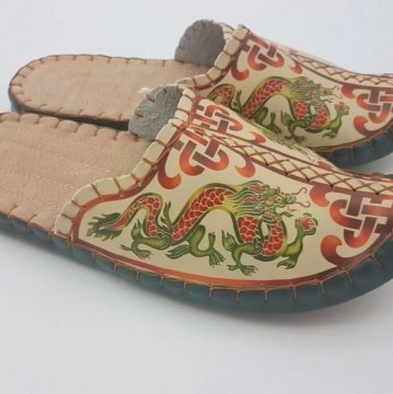 Мужские кожаные тапочки Монголия